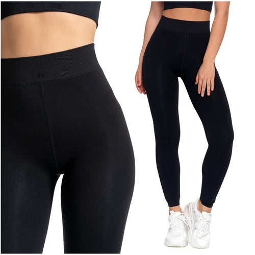 Legginsy damskie ocieplane futerkiem getry z wysokim stanem
