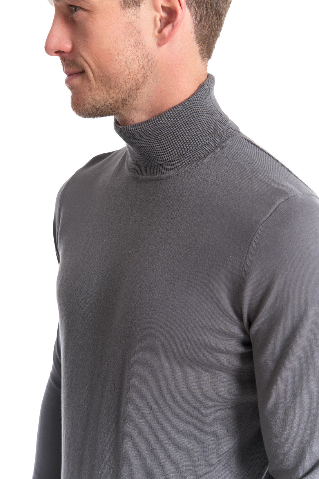 Elegancki sweter męski cienki golf klasyczny gładki dopasowany