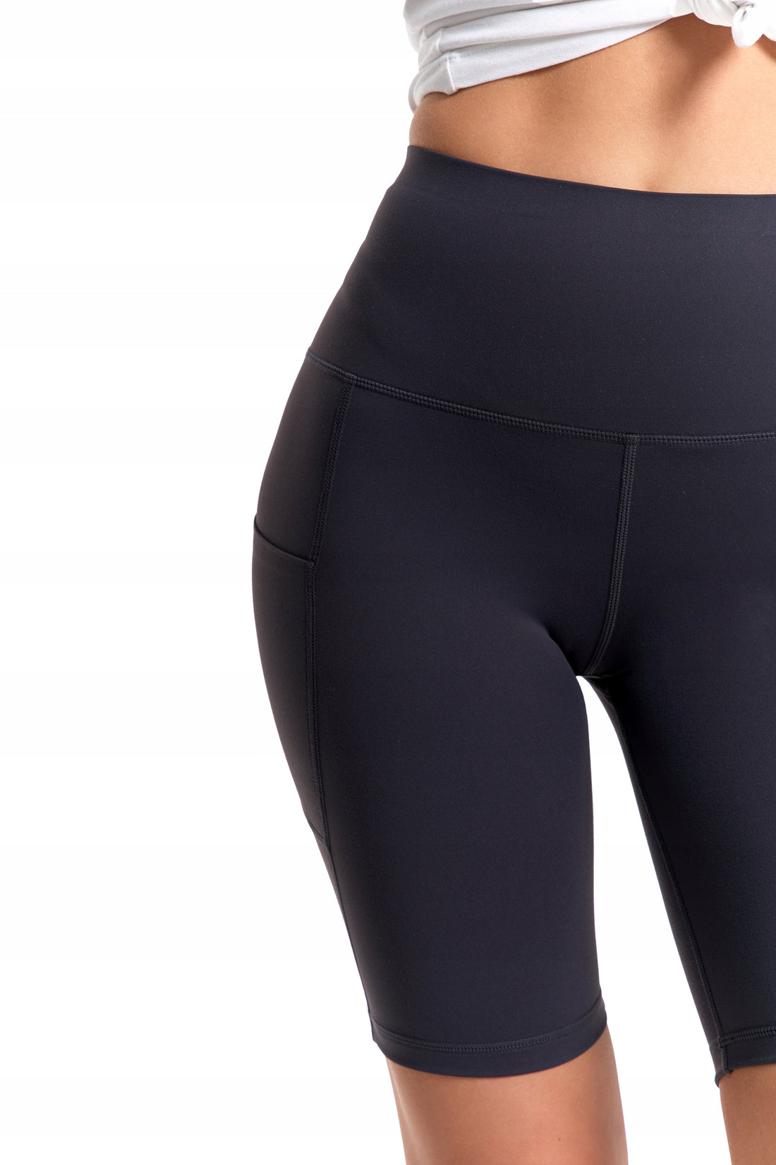 Legginsy kolarki szorty damskie sportowe wysoki stan kieszenie