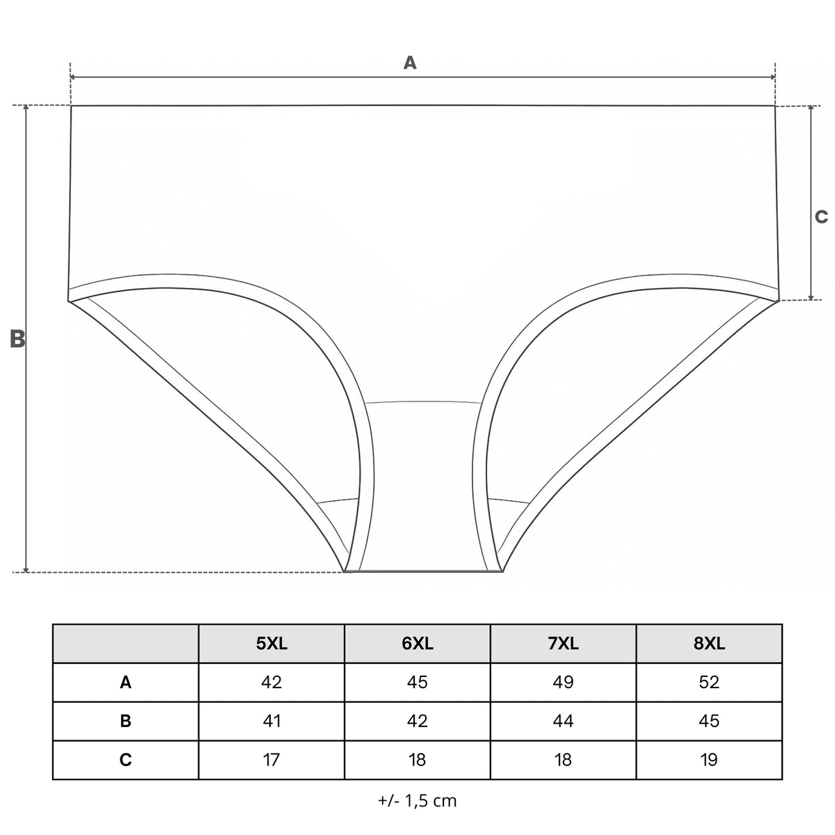 Tabela rozmiarów — Figi damskie z wiskozy bambusowej maxi bikini (4-pak)