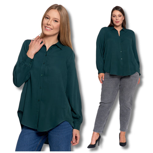 Elegancka koszula damska oversize wydłużony tył modna bluzka