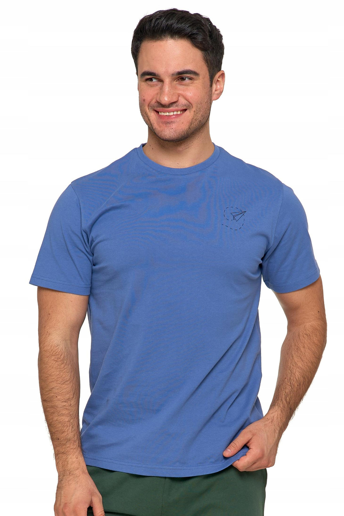 Koszulka męska klasyczny t-shirt niebieska bluzka na krótki rękaw
