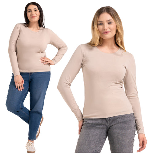 Bluzka damska longsleeve bawełna slim basic dopasowana