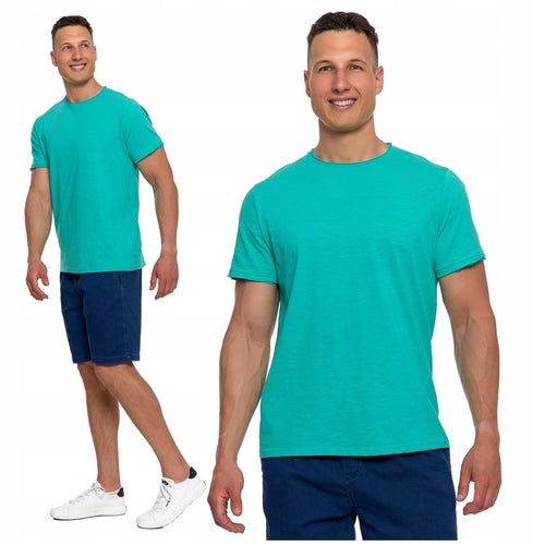 T-shirt męski z krótkim rękawem gładka koszulka bawełniana bluzka