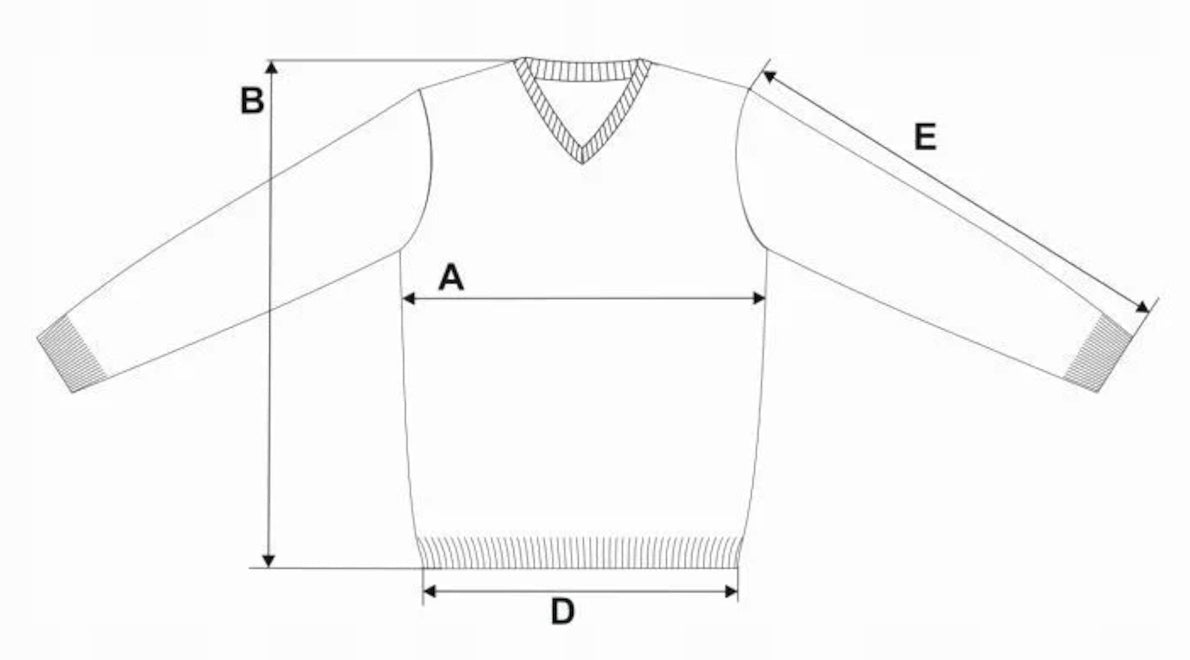 Tabela rozmiarów — Elegancki sweter męski klasyczny prosty krój dekolt w serek modny