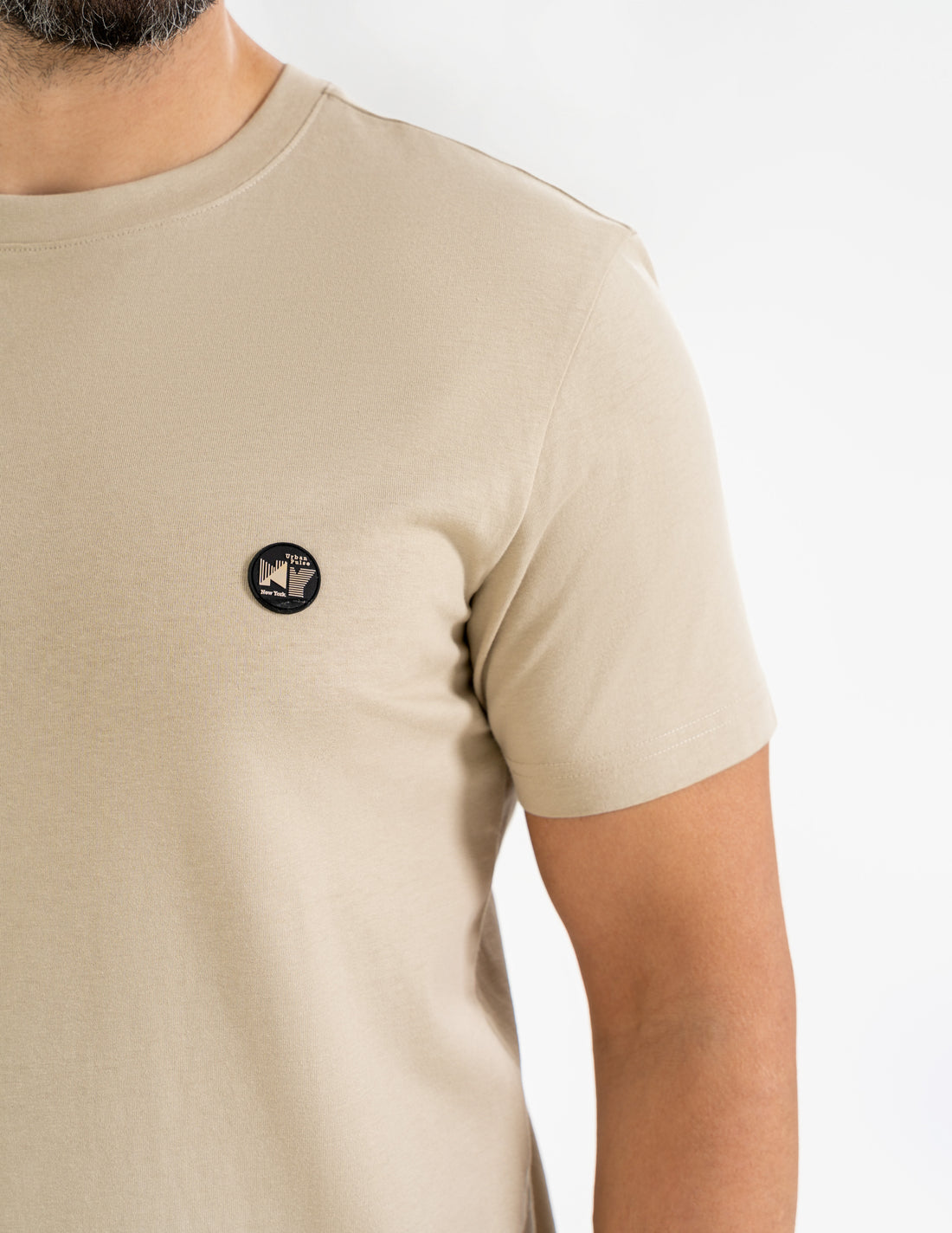 T-shirt męski klasyczny z naszywką wygodny bawełniana bluzka