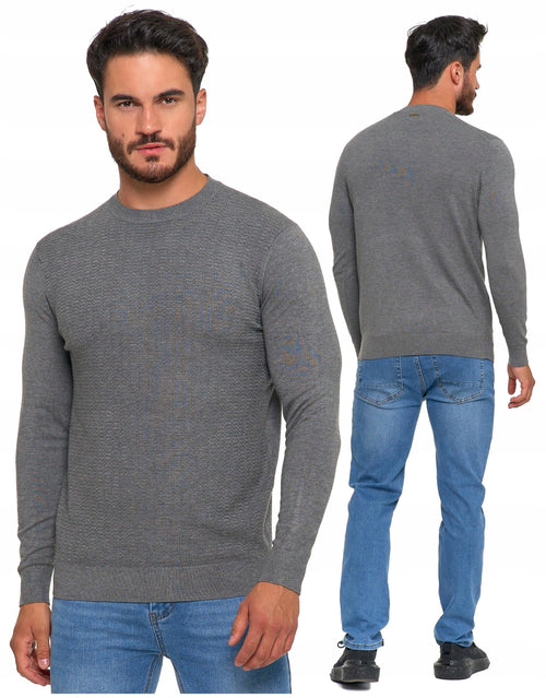 Sweter męski elegancki modny okrągły dekolt klasyczny wiskoza