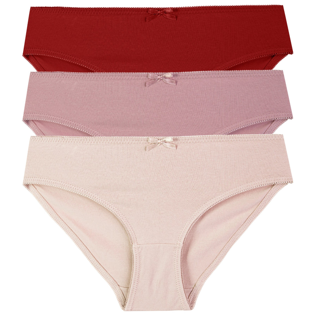 Figi damskie bawełniane bikini z satynową kokardką