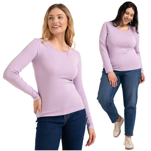Bluzka damska długi rękaw prążkowana koszulka longsleeve dopasowana