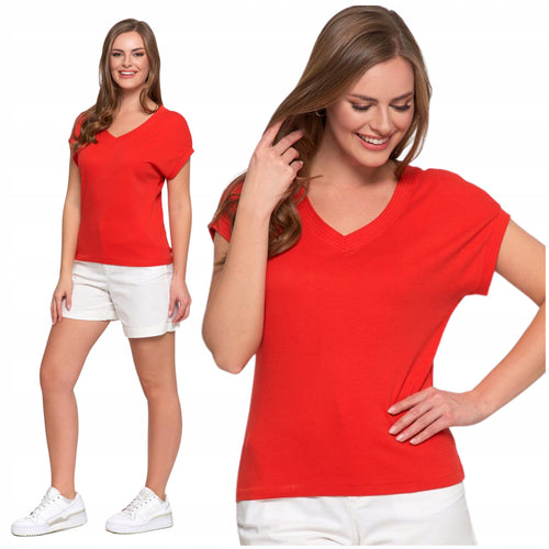 Bluzka damska t-shirt prosty fason gładki top koszulka bawełniana