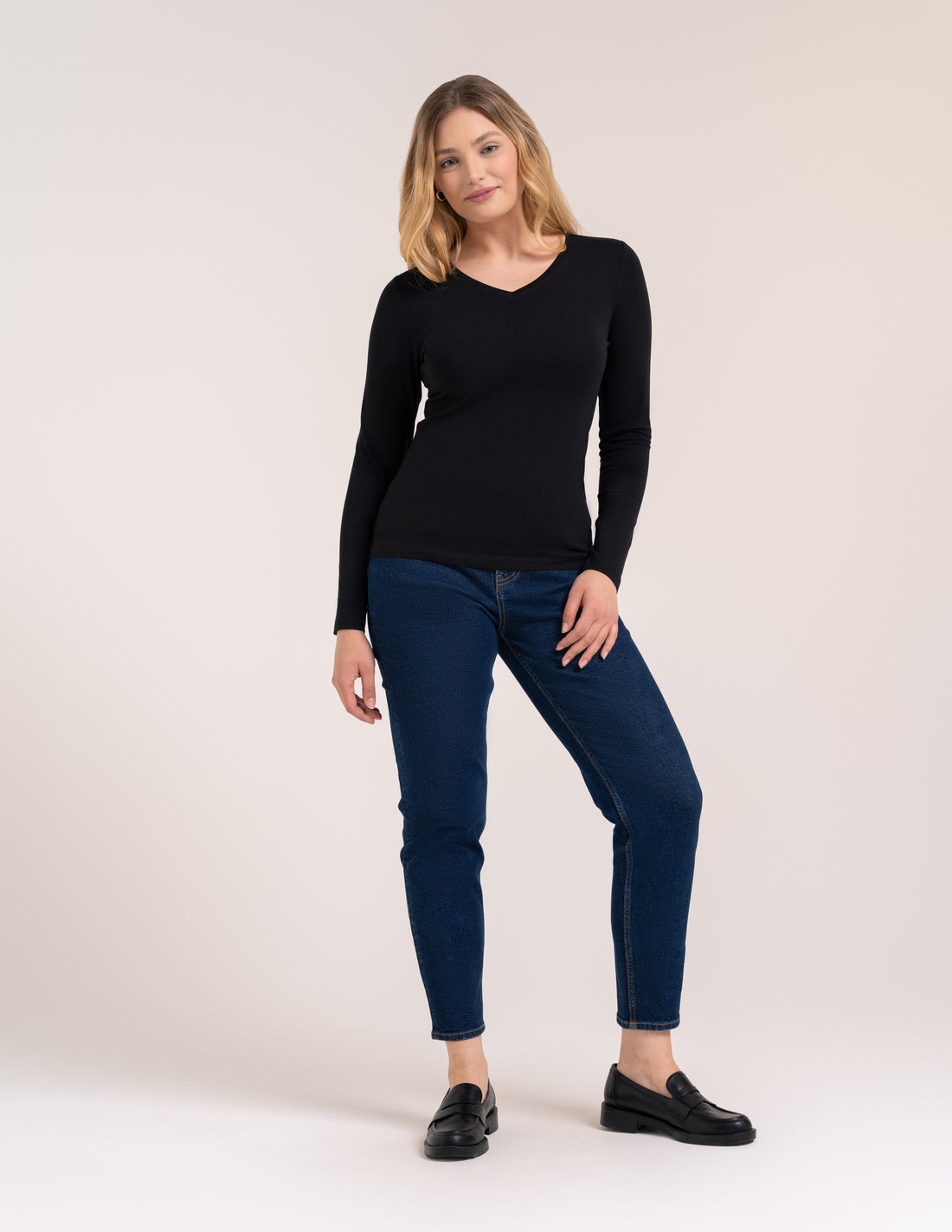 Bluzka damska longsleeve bawełna slim basic dopasowana