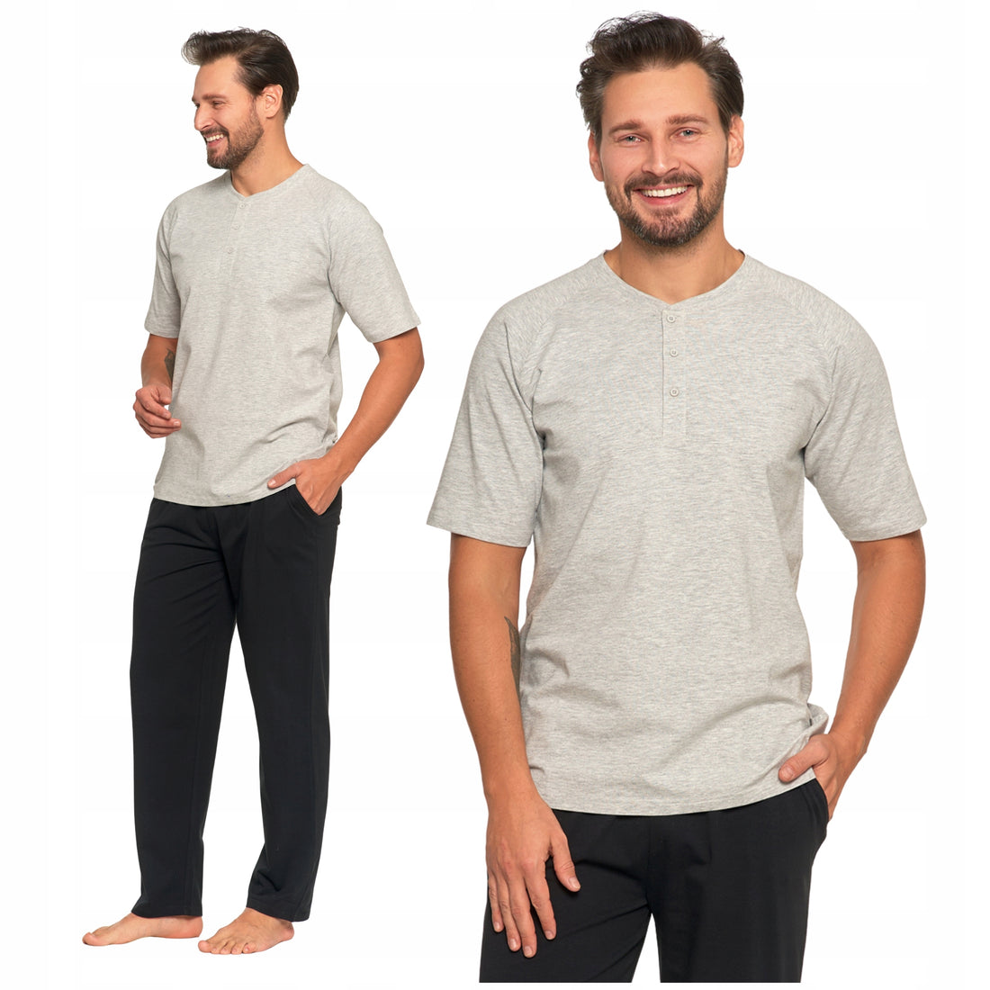 Piżama męska dwuczęściowa t-shirt krótki rękaw długie spodnie