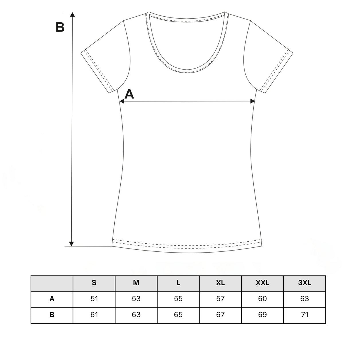 Tabela rozmiarów — Bluzka damska koszulka wiskozowa t-shirt dekolt v krótki rękaw