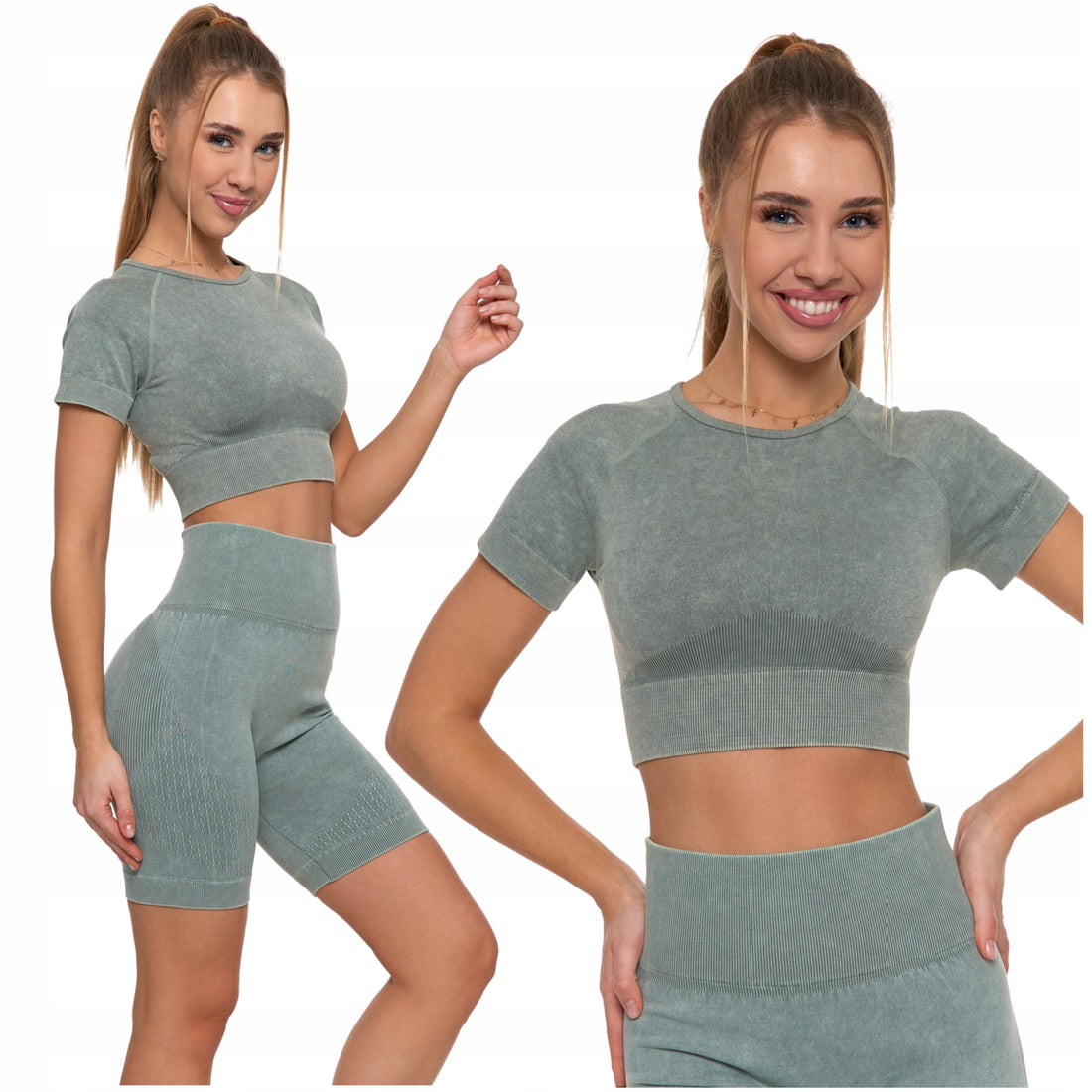 Crop-top damski z krótkim rękawem stylowy koszulka sportowa