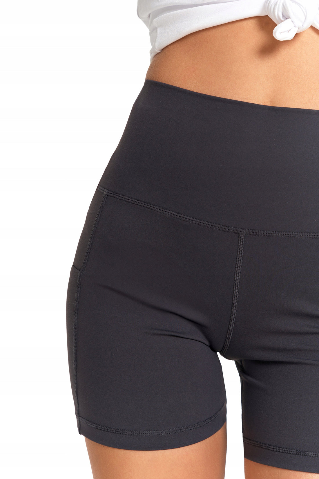 Legginsy kolarki szorty damskie sportowe wysoki stan kieszenie