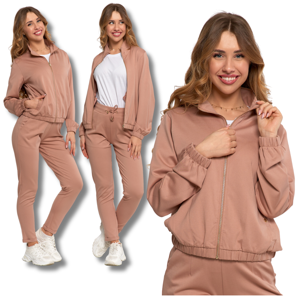 Dres damski spodnie dresowe zwężana nogawka bluza rozpinana klasyk