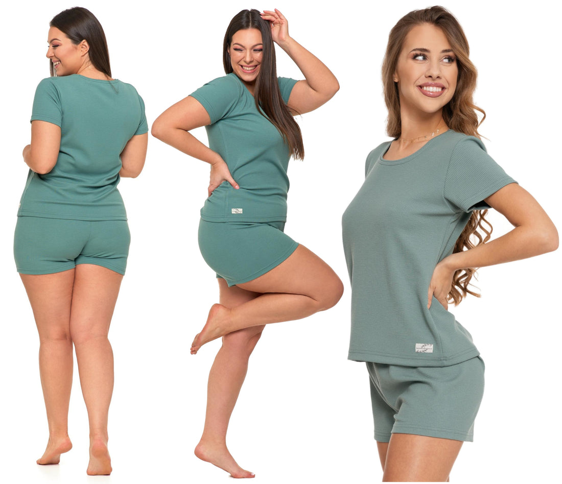 Prążkowana piżama damska wygodna odzież domowa plus size modna