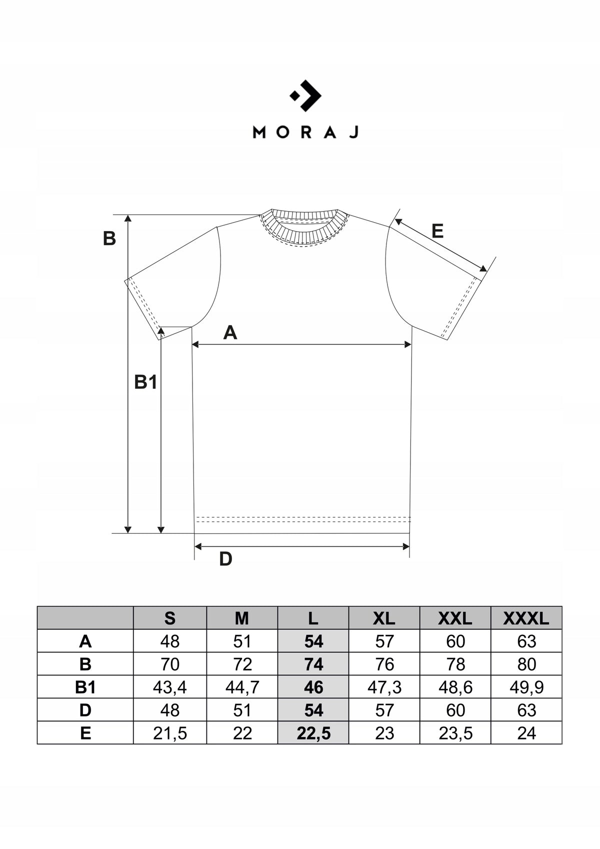 Tabela rozmiarów — T-shirt męski klasyczny koszulka krótki rękaw gładka biała napis