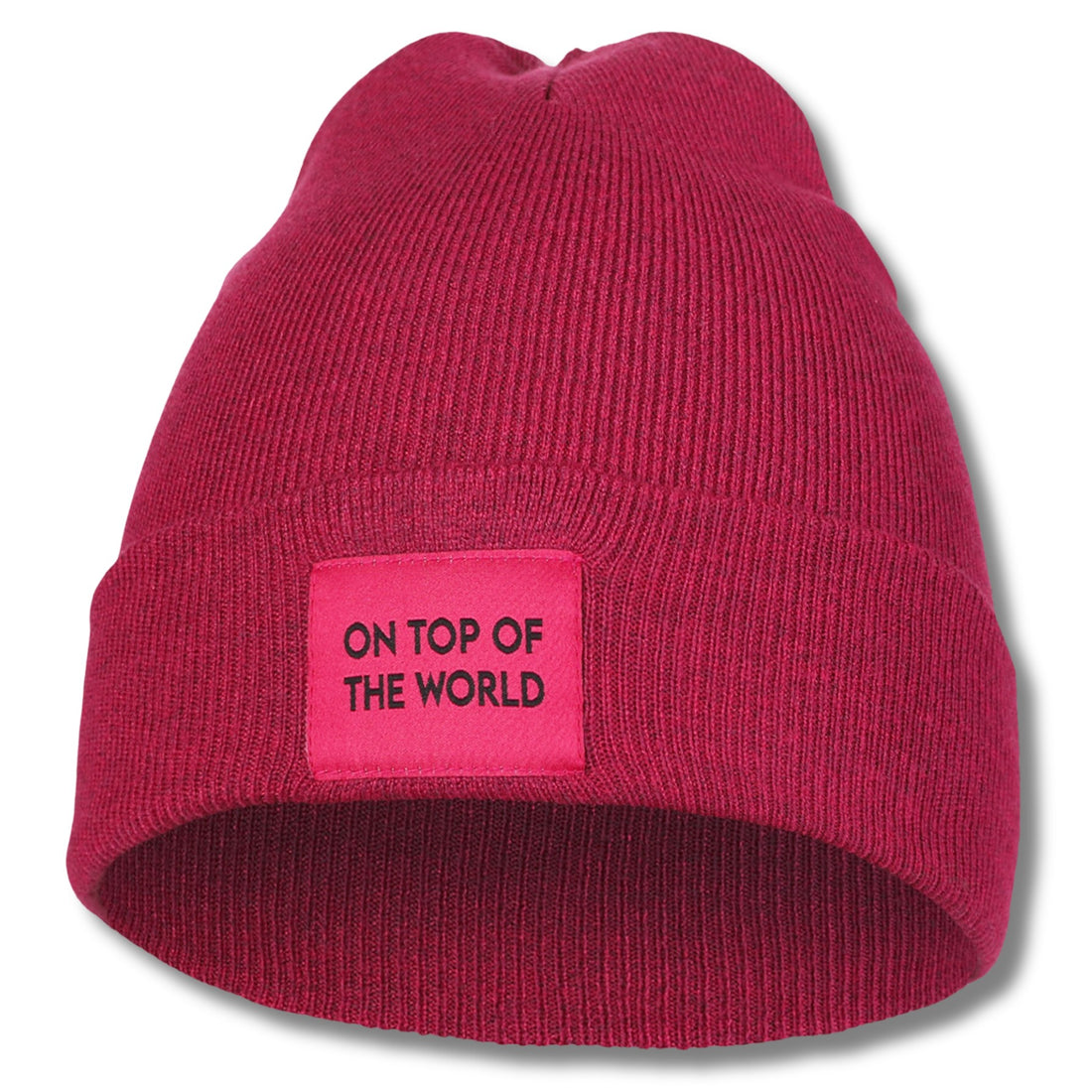 Czapka damska zimowa prążkowana beanie na chłodne dni modna naszywka