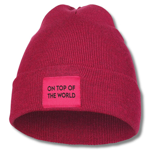 Czapka damska zimowa prążkowana beanie na chłodne dni modna naszywka
