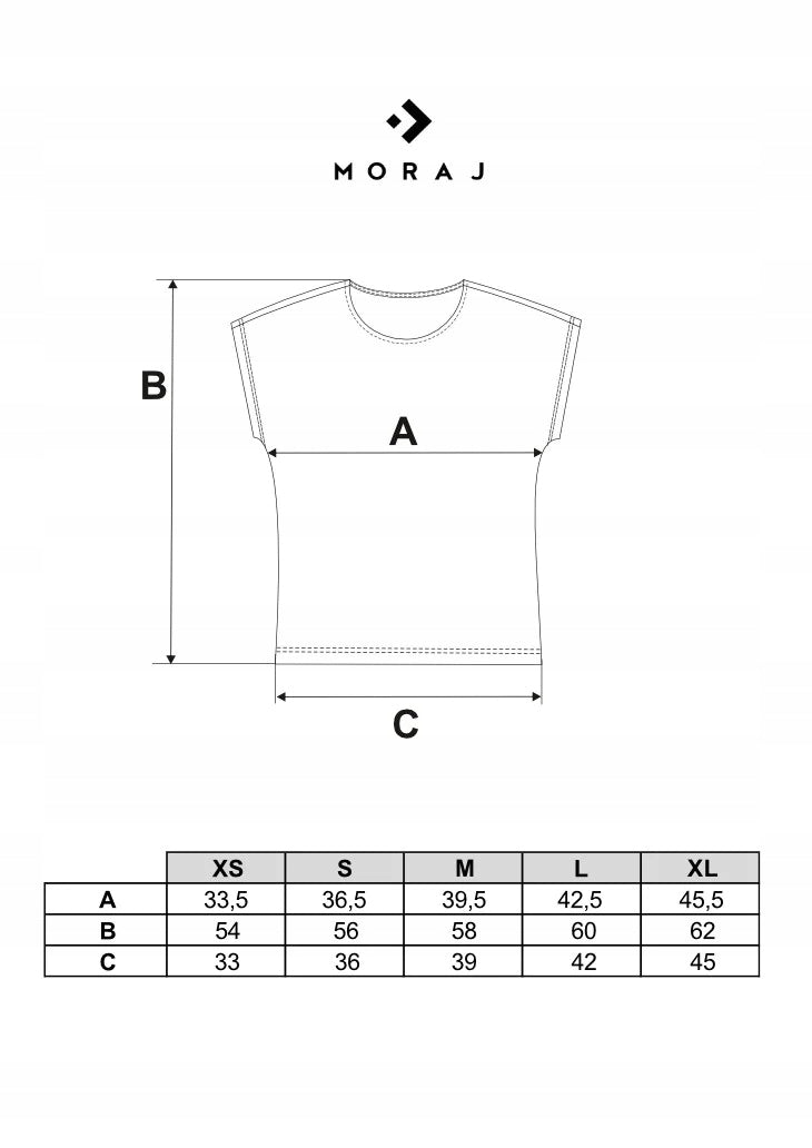 Tabela rozmiarów — Koszulka damska top z krótkim rękawem bluzka t-shirt