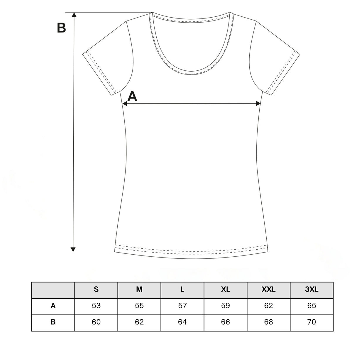 Tabela rozmiarów — Luźna bluzka damska t-shirt z krótkim rękawem gładka koszulka
