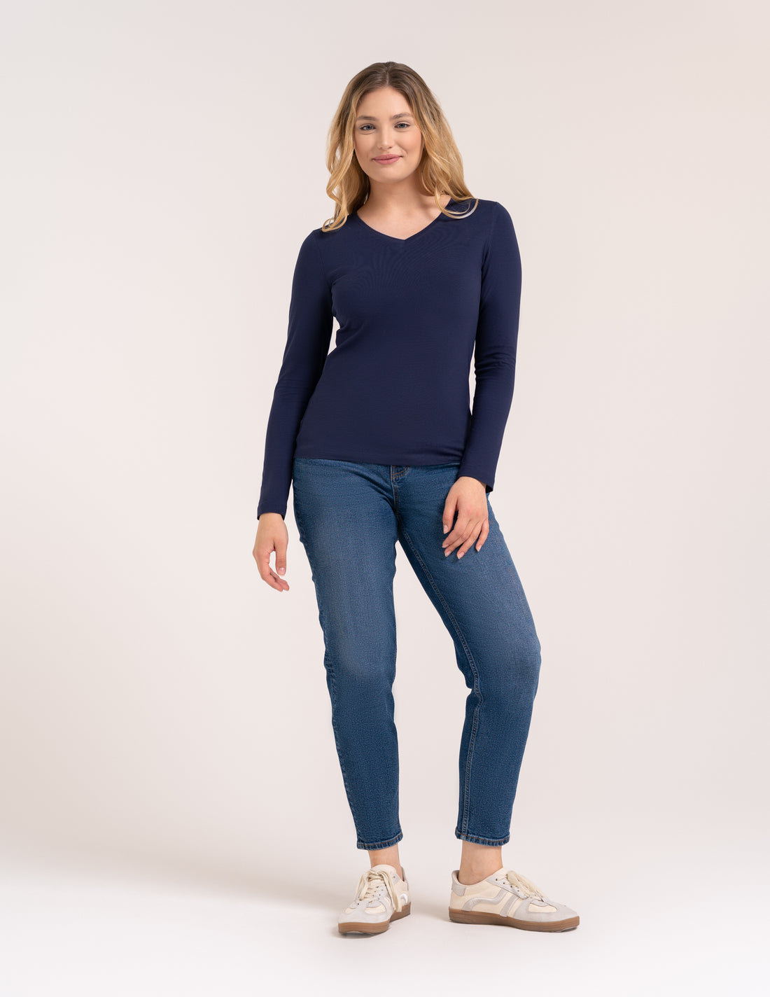 Bluzka damska longsleeve bawełna slim basic dopasowana