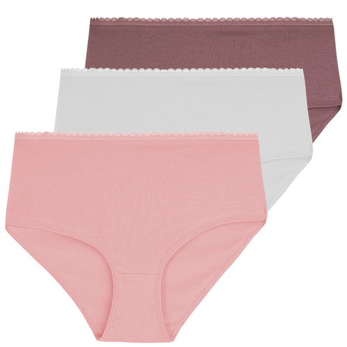 Damskie majtki bawełniane maxi bikini z wysokim stanem (3-pak)