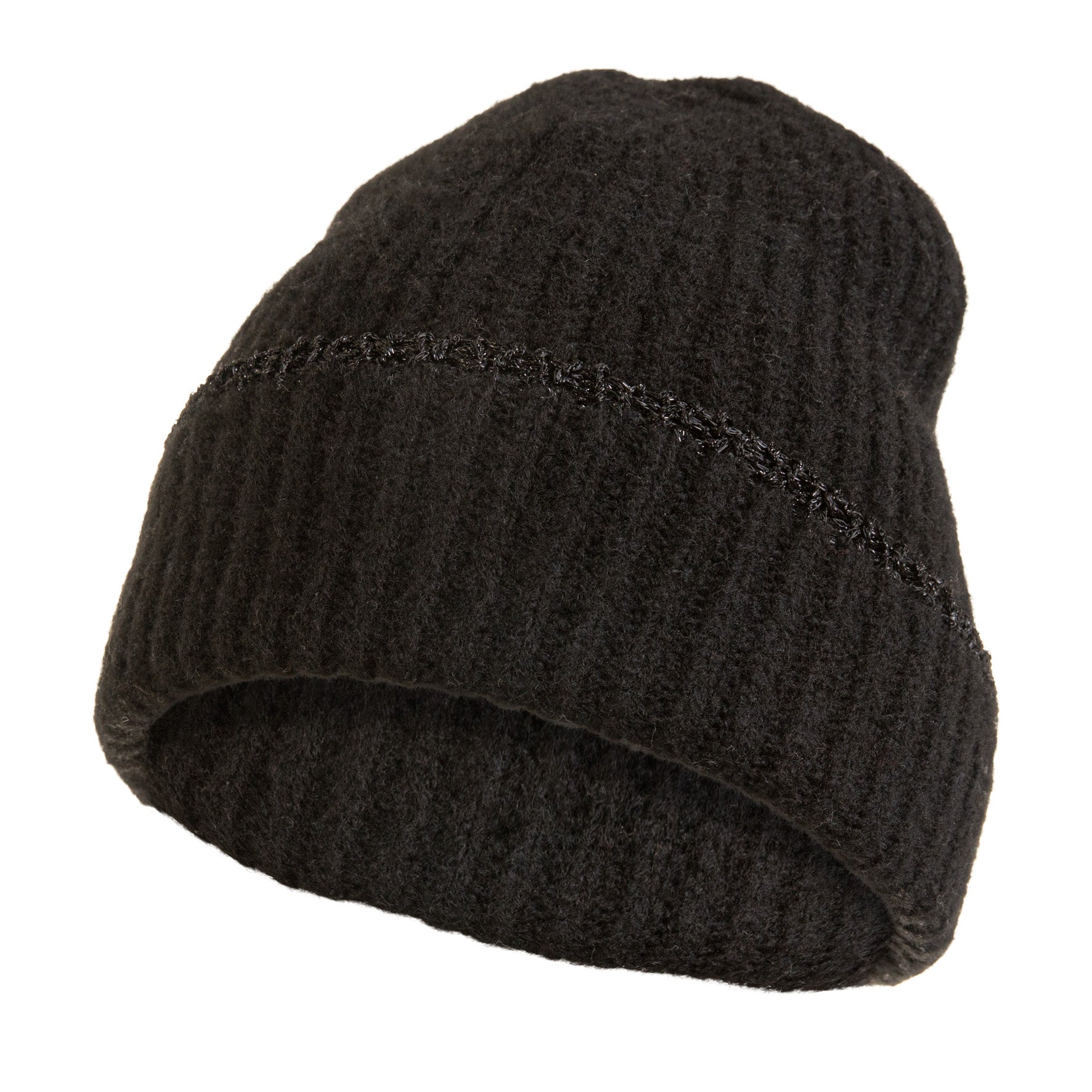 Czapka damska zimowa beanie z błyszczącą nitką
