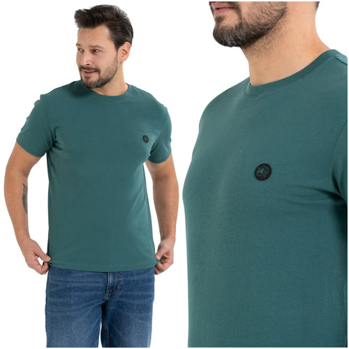 T-shirt męski klasyczny z naszywką wygodny bawełniana bluzka