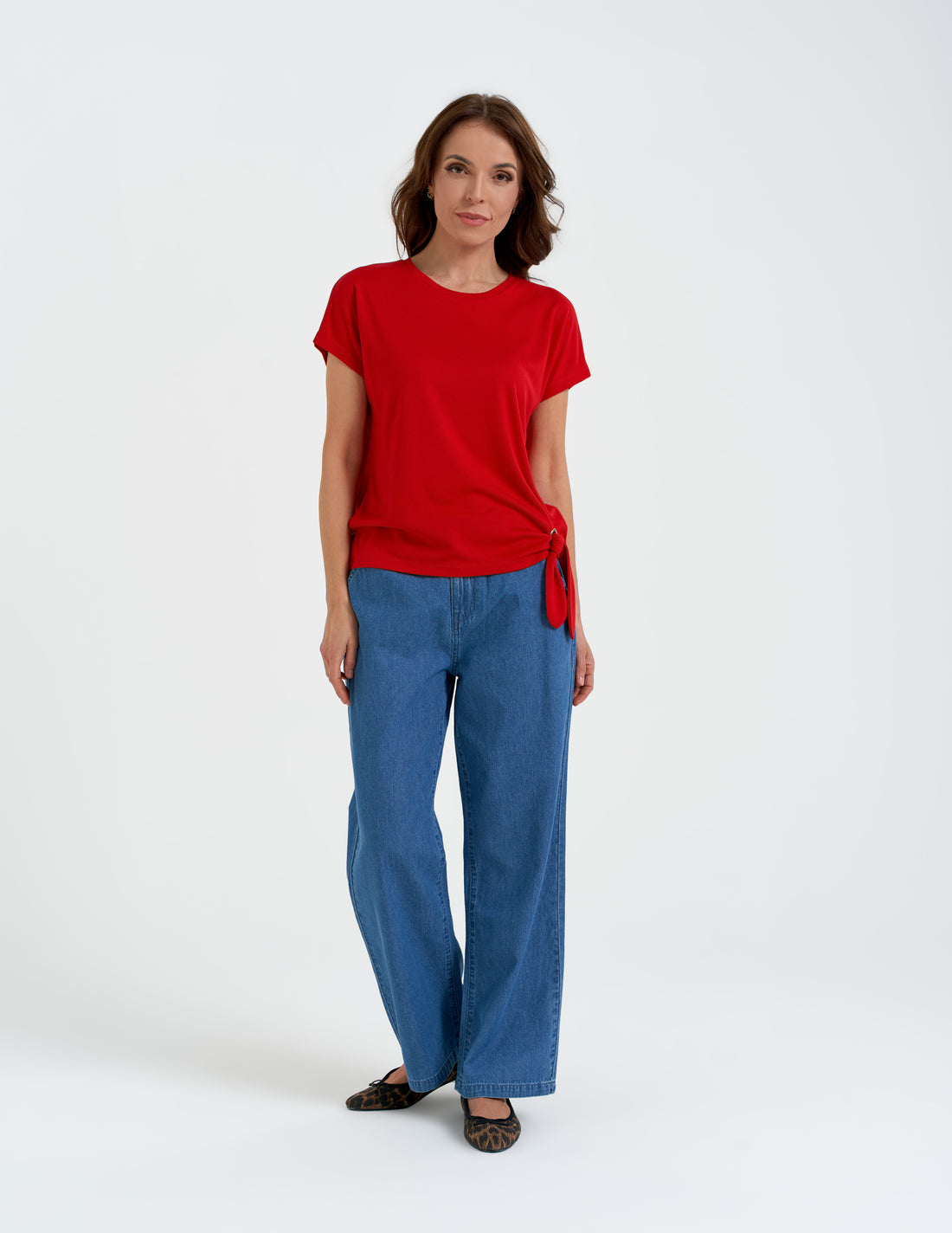 Bluzka damska z wiązaniem elegancki t-shirt wygodna koszulka