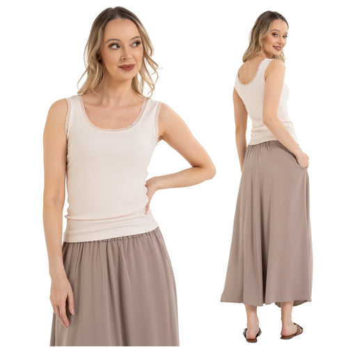 Top damski z koronką prążkowany elegancki wygodny modny