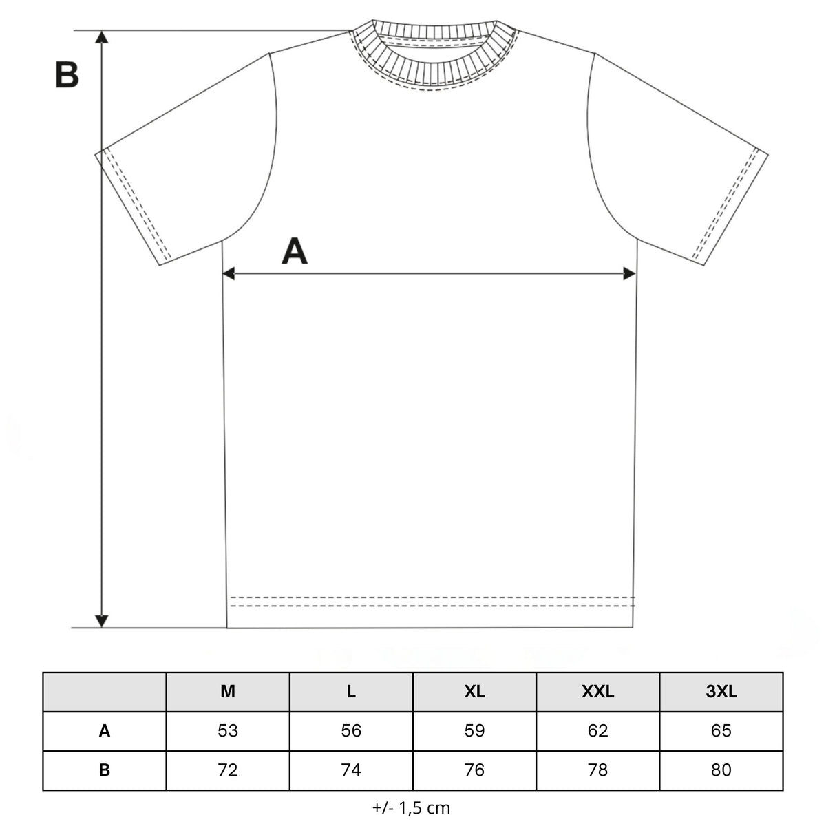 Tabela rozmiarów — T-shirt męski gładka koszulka bluzka z krótkim rękawem premium