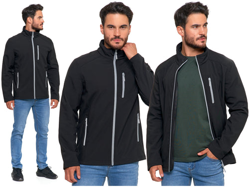Kurtka softshell męska przejściowa wiatroszczelna bez kaptura