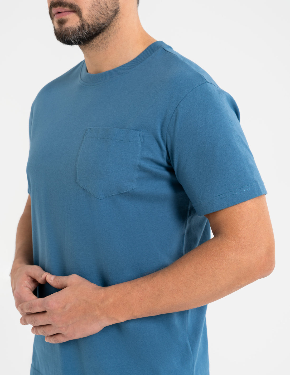 Elegancka koszulka t-shirt męski klasyczny gładki z kieszonką