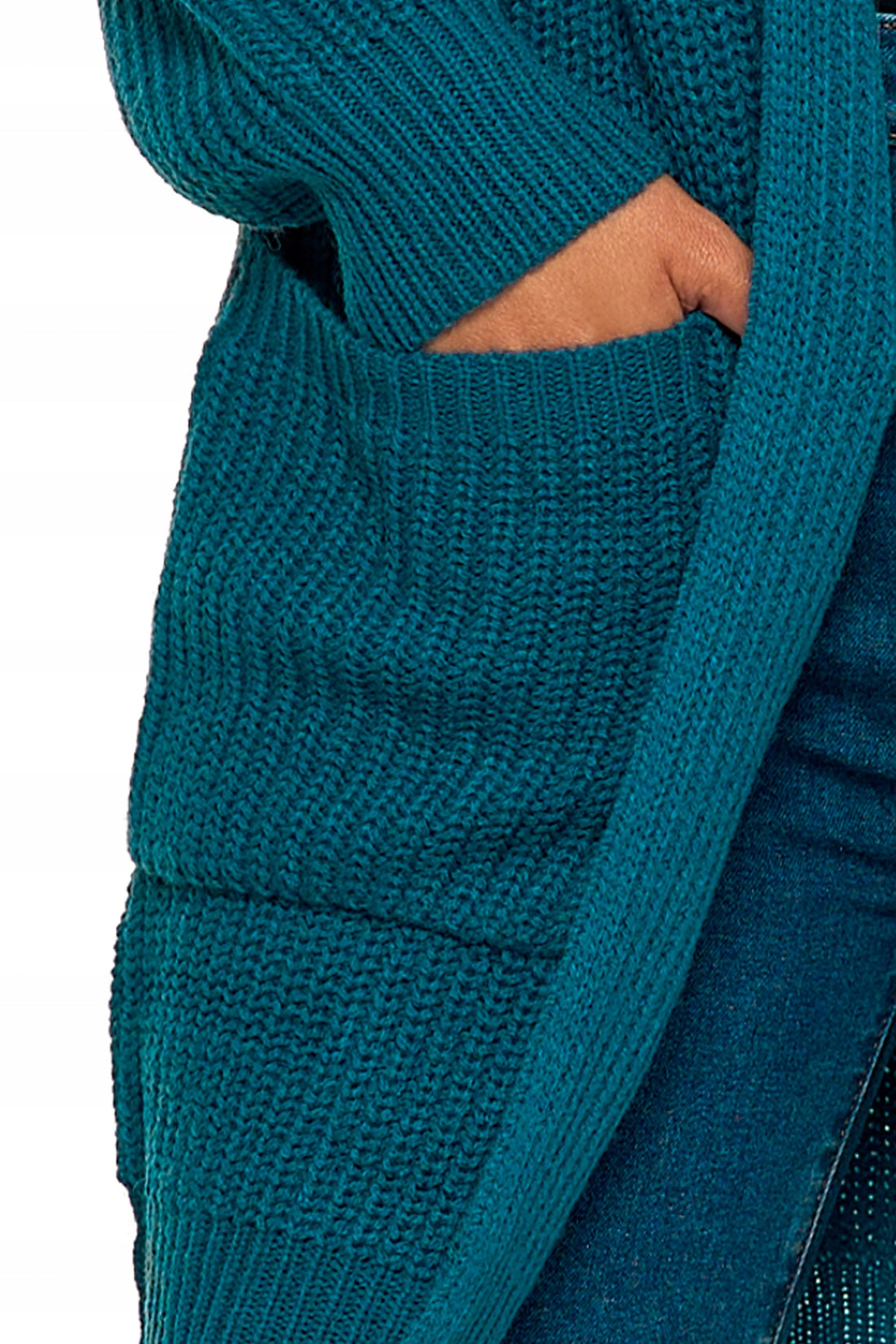 Kardigan damski długi ciepły sweter narzutka z kieszeniami xxl/3xl