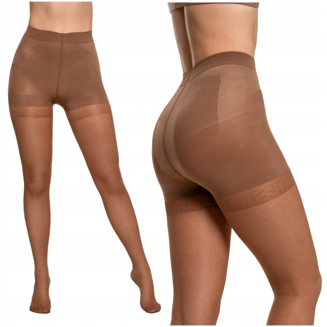 Modelujące rajstopy damskie 20 den efekt push-up beige gładkie r.5