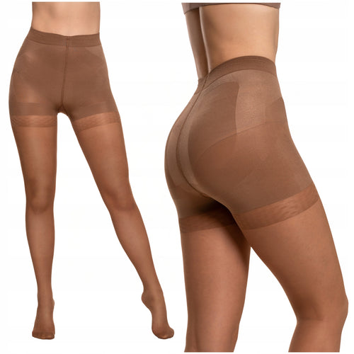 Modelujące rajstopy damskie 20 den efekt push-up beige gładkie r.5