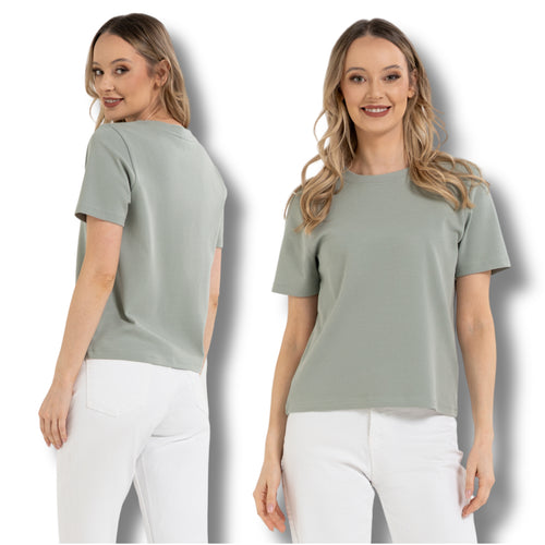Gładki t-shirt damski bawełniany koszulka krótki rękaw bluzka