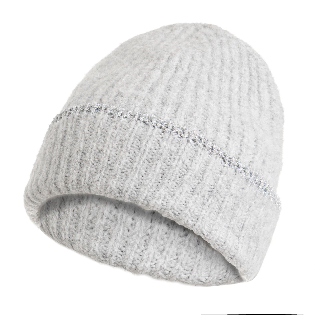 Czapka damska zimowa beanie z błyszczącą nitką
