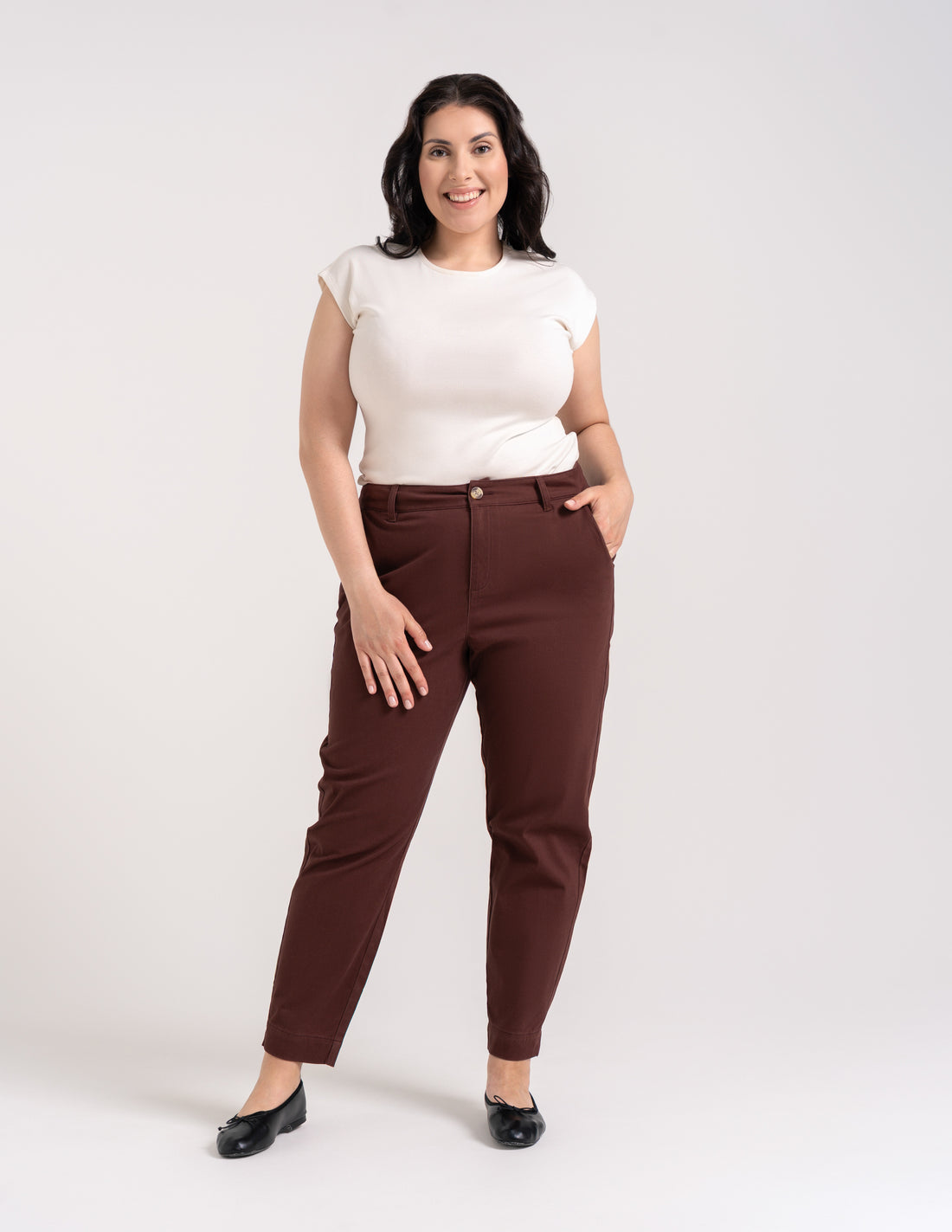 Damskie spodnie chino z wykończeniem peach touch