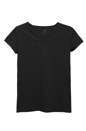T-Shirt Damski Klasyczny Gładki Koszulka Bawełniana Dekolt V MORAJ