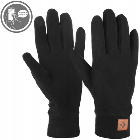 Eleganckie RĘKAWICZKI MĘSKIE Zamszowe Czarne Do Ekranów Dotykowe MORAJ