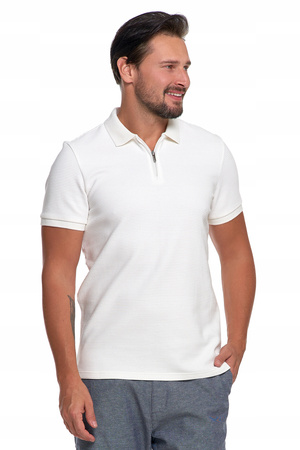 Elegancki T-Shirt Koszulka Polo Polówka Na Zamek Krótki Rękaw MORAJ 