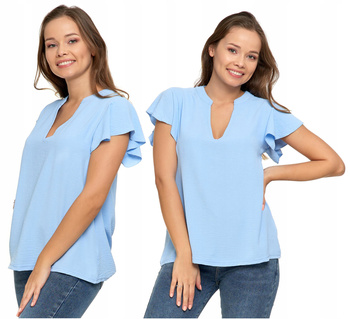 Bluzka Damska Motylkowy Rękaw Dekolt V MORAJ