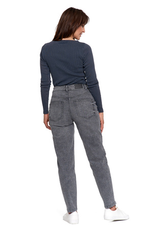 SPODNIE MOM FIT JEANSOWE DAMSKIE WYSOKI STAN LUŹNE MODNE JEANSY MORAJ