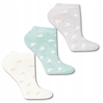 Stopki Damskie MORAJ Skarpetki w Serduszka Kolorowe Urocze 3-PAK