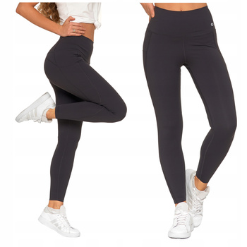 Legginsy Damskie Sportowe z Kieszeniami Wysoki Stan Kryjące Gładkie MORAJ