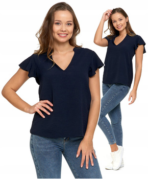 Bluzka Damska Motylkowy Rękaw Dekolt V MORAJ