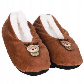 Świąteczne Bambosze Kapcie Domowe z ABS Miękkie Papcie PREZENT MORAJ